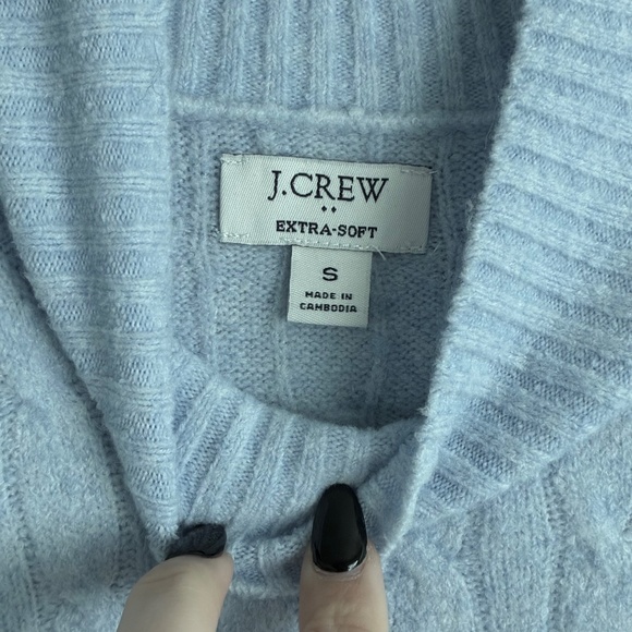 J.Crew Extra-Soft Cable-Knit Mockneck Sweater | Light Blue | Size S - Picture 3 of 4